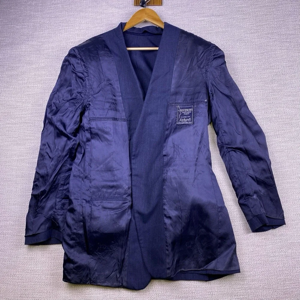 70s 80s Givenchy Gentleman Paris Blazer Suit Jacket (40R) Mens Navy GUC - Picture 4 of 12